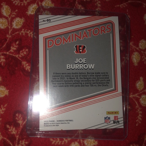 NFL trading card Joe barrow “dominators” made by #dunruss and #panini card 2022 - Picture 4 of 5